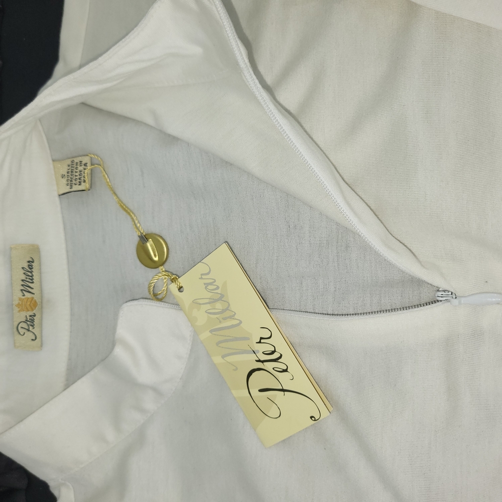 Peter Millar White Zip-Up Golf Shirt Long Sleeved
